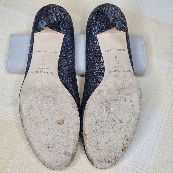 Kate Spade New York Karolina Italian Silver Textured Sparkle Round Toe Heels - Picture 9 of 11